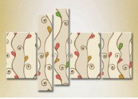 Pictură Rainbow Polyptych Abstraction pattern red green 10 (2231826)