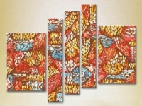 Pictură Rainbow Polyptych Abstraction red blue 12 (2231675)