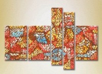 Pictură Rainbow Polyptych Abstraction red blue 13 (2231676)