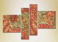 Pictură Rainbow Polyptych Abstraction red green 03 (2230281)