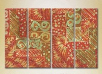 Pictură Rainbow Polyptych Abstraction red green 06 (2230283)