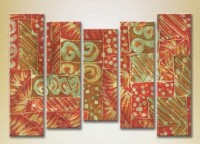 Pictură Rainbow Polyptych Abstraction red green 10 (2231673)