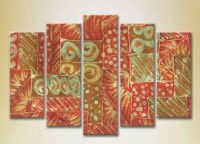 Pictură Rainbow Polyptych Abstraction red green 11 (2231670)