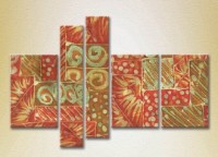 Pictură Rainbow Polyptych Abstraction red green 14 (2231671)