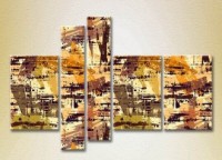 Pictură Rainbow Polyptych Abstraction yellow brown 10 (2231638)