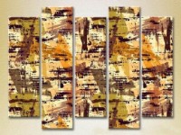 Pictură Rainbow Polyptych Abstraction yellow brown 12 (2231644)