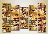 Pictură Rainbow Polyptych Abstraction yellow brown 13 (2231641)