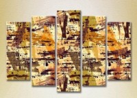 Pictură Rainbow Polyptych Abstraction yellow brown 14 (2231642)
