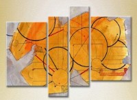 Pictură Rainbow Polyptych Abstraction yellow violet (2230254)