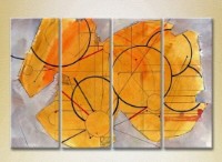 Pictură Rainbow Polyptych Abstraction yellow violet 04 (2230255)