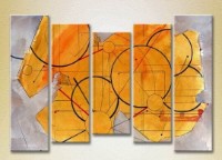 Pictură Rainbow Polyptych Abstraction yellow violet 10 (2231645)