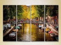 Pictură Rainbow Polyptych Amsterdam Canal Holland 01 (2718106)