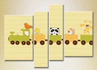 Pictură Rainbow Polyptych Animals on the train (2230569)