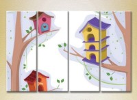 Pictură Rainbow Polyptych Birdhouses 01 (2230601)