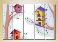 Pictură Rainbow Polyptych Birdhouses 02 (2231805)