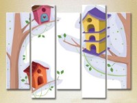 Pictură Rainbow Polyptych Birdhouses 03 (2231806)