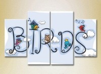 Pictură Rainbow Polyptych Birds (2230588)