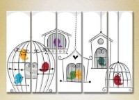 Pictură Rainbow Polyptych Birds in Cages 01 (2231783)