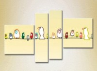 Pictură Rainbow Polyptych Birds on Wires 02 (2230575)