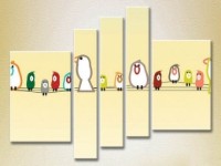 Pictură Rainbow Polyptych Birds on Wires 03 (2231789)