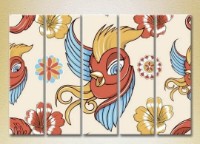 Pictură Rainbow Polyptych Birds red yellow 02 (2231786)