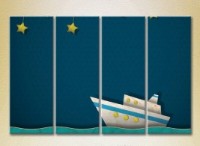 Pictură Rainbow Polyptych Boat on the Waves 01 (2230560)