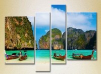 Pictură Rainbow Polyptych Boats on the shore of Thailand (2223398)