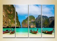 Картина Rainbow Polyptych Boats on the shore of Thailand 01 (2223399)