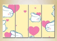 Pictură Rainbow Polyptych Bunnies and Hearts 01 (2230552)