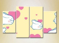Pictură Rainbow Polyptych Bunnies and Hearts 03 (2230568)