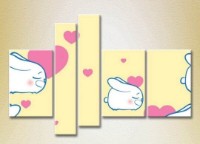 Pictură Rainbow Polyptych Bunnies and Hearts 04 (2231782)