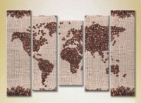Pictură Rainbow Polyptych Coffee Beans World Map 03 (2224586)