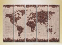 Pictură Rainbow Polyptych Coffee Beans World Map 04 (2224587)