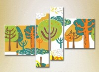 Pictură Rainbow Polyptych Colorful forest (2230595)