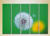 Pictură Rainbow Polyptych Dandelion on a green background 04 (2932844)