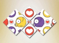 Pictură Rainbow Polyptych Elephants hearts and flowers 02 (2230607)