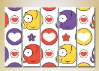 Pictură Rainbow Polyptych Elephants hearts and flowers 03 (2231817)