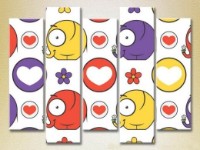 Pictură Rainbow Polyptych Elephants hearts and flowers 04 (2231812)