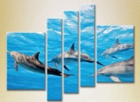 Pictură Rainbow Polyptych Flock of Dolphins 04 (2224646)