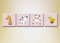 Pictură Rainbow Polyptych Giraffe zebra cow and duck (2230638)