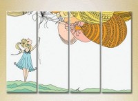 Pictură Rainbow Polyptych Girl with balloons 01 (2230580)