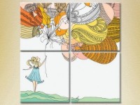 Pictură Rainbow Polyptych Girl with balloons 02 (2230539)