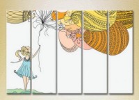 Pictură Rainbow Polyptych Girl with balloons 03 (2231763)