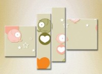 Pictură Rainbow Polyptych Hearts and Elephants 01 (2230644)