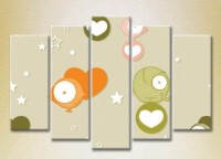 Pictură Rainbow Polyptych Hearts and Elephants 02 (2231800)