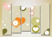 Pictură Rainbow Polyptych Hearts and Elephants 03 (2231801)