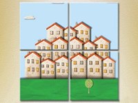 Pictură Rainbow Polyptych Houses (2230548)