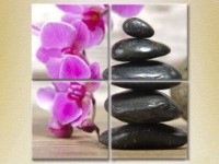 Pictură Rainbow Polyptych Massage stones and orchid (2932313)