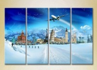 Pictură Rainbow Polyptych Monuments of world architecture on a winter background 01 (2718174)