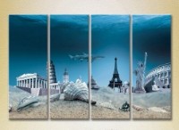 Pictură Rainbow Polyptych Monuments of world architecture under water (2718216)